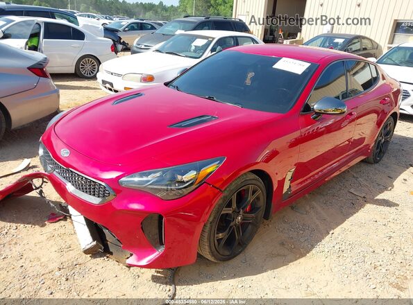 KNAE35LC2K6050928 2019 KIA STINGER Red წინა მარცხენა ხედი სამი მეოთხედიდან