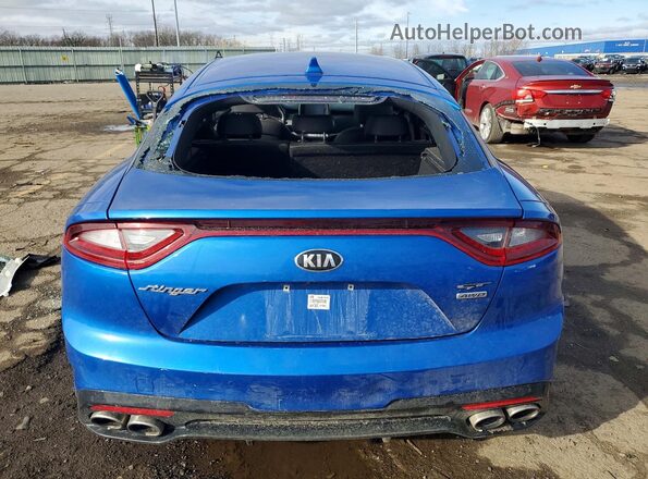 KNAE35LC4J6011885 2018 KIA STINGER Blue უკანა ხედი