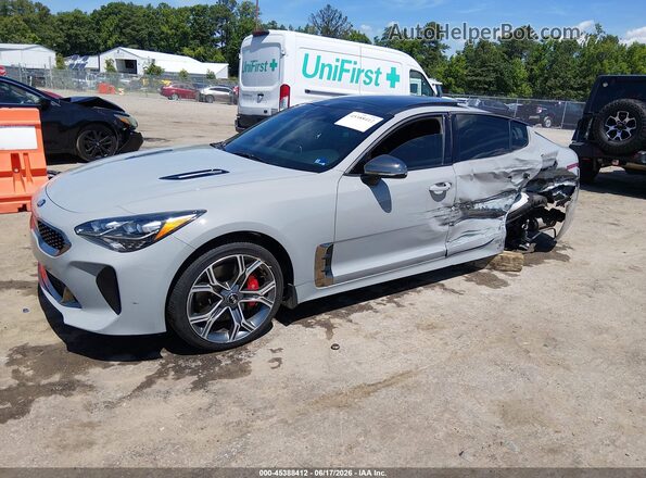 KNAE45LC0K6051654 2019 KIA STINGER Gray წინა მარცხენა ხედი სამი მეოთხედიდან