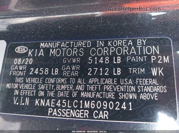 KNAE45LC1M6090241 2021 KIA STINGER Черный Вид подкапотного пространства