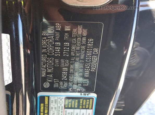 KNAE45LC3J6011826 2018 KIA STINGER Black Вид підкапотного простору