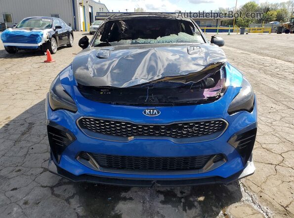 KNAE45LC4J6039070 2018 KIA STINGER Blue Вид спереду