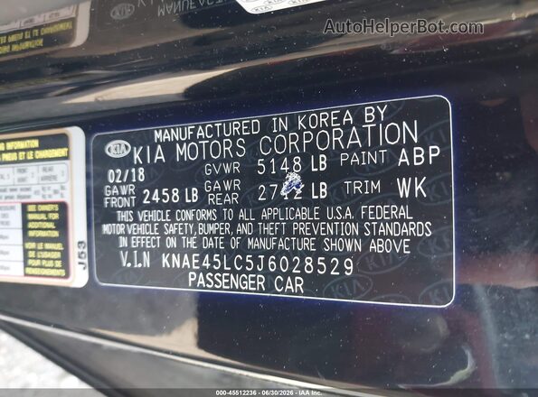 KNAE45LC5J6028529 2018 KIA STINGER Black Widok komory silnika