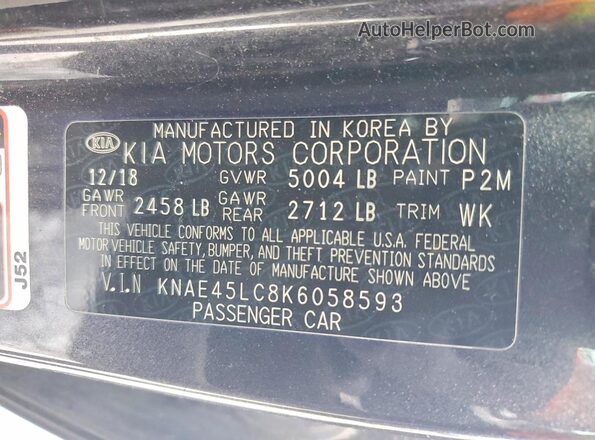 KNAE45LC8K6058593 2019 KIA STINGER Black Widok komory silnika