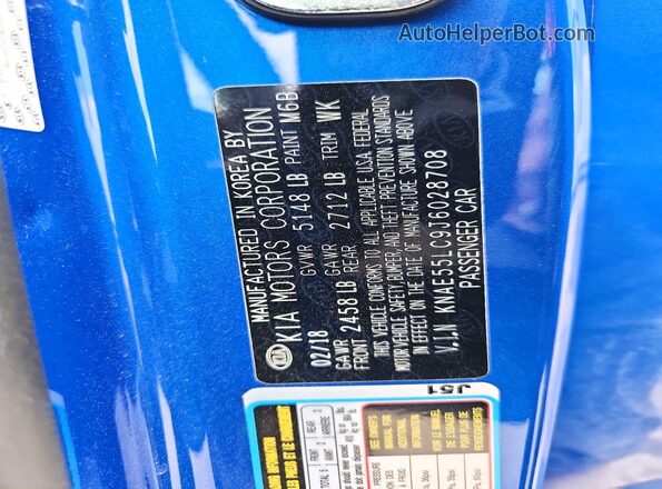 KNAE55LC9J6028708 2018 KIA STINGER Синий Вид подкапотного пространства