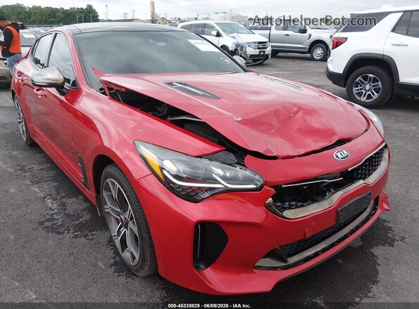 KNAE55LCXJ6019581 2018 KIA STINGER Red Widok z przodu