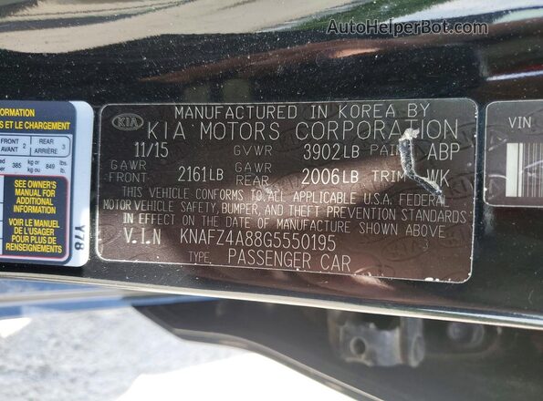 KNAFZ4A88G5550195 2016 KIA FORTE Black ძრავის განყოფილების ხედი