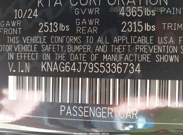 KNAG64J79S5336734 2025 KIA K5 Black Engine compartment view