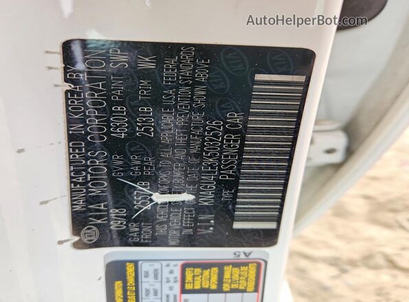 KNAGU4LE3K5032526 2019 KIA OPTIMA White Engine compartment view