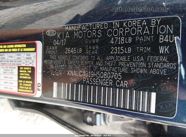 KNALC4J19H5080705 2017 KIA CADENZA Blue Widok komory silnika