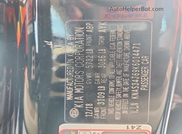 KNAS34J69K6014471 2019 KIA K900 Black Вид підкапотного простору