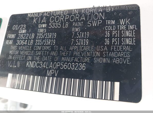 KNDC34LA0P5603236 2023 KIA EV6 Белый Вид подкапотного пространства
