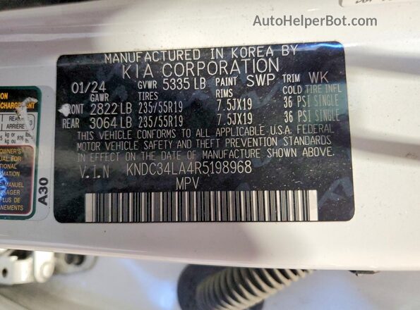 KNDC34LA4R5198968 2024 KIA EV6 White 
