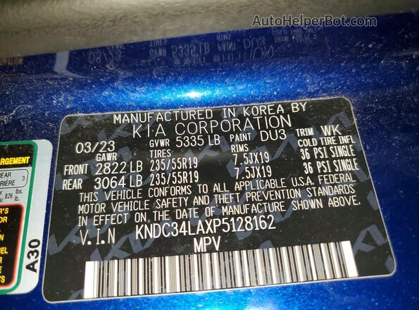KNDC34LAXP5128162 2023 KIA EV6 Blue 