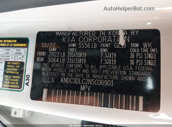 KNDC3DLC2N5036901 2022 KIA EV6 Cream Engine compartment view