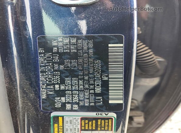 KNDC3DLC4R5205516 2024 KIA EV6 Charcoal Vista de la etiqueta del VIN