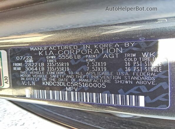 KNDC3DLC5R5160005 2024 KIA EV6 Gray 