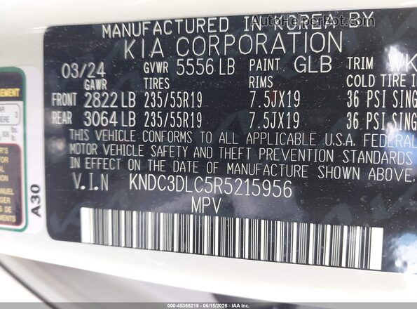 KNDC3DLC5R5215956 2024 KIA EV6 Green Շարժիչի բաժամունքի տեսք