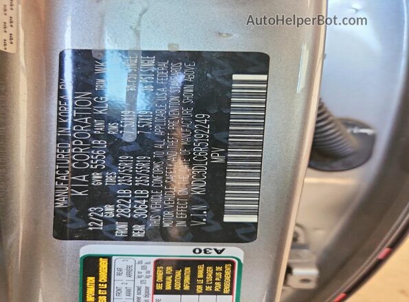 KNDC3DLC6R5192249 2024 KIA EV6 Серебряный Вид наклейки с VIN-кодом