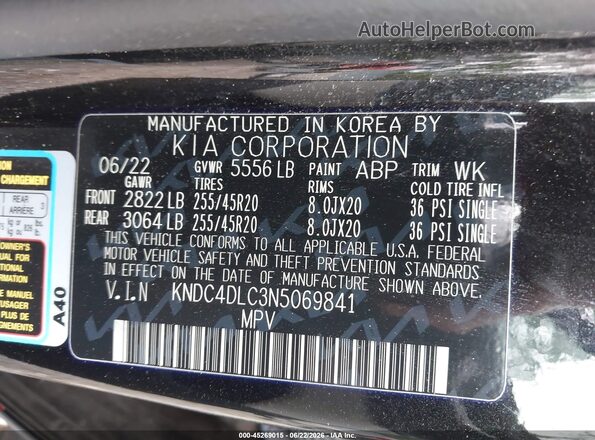 KNDC4DLC3N5069841 2022 KIA EV6 Black Vista del compartimento del motor