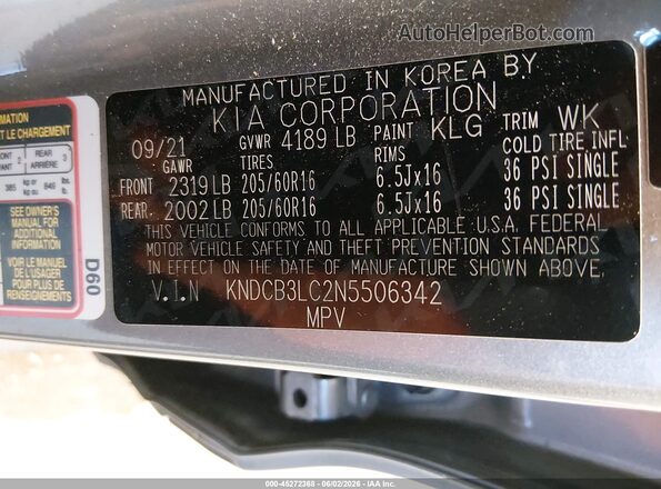 KNDCB3LC2N5506342 2022 KIA NIRO Серый Вид подкапотного пространства