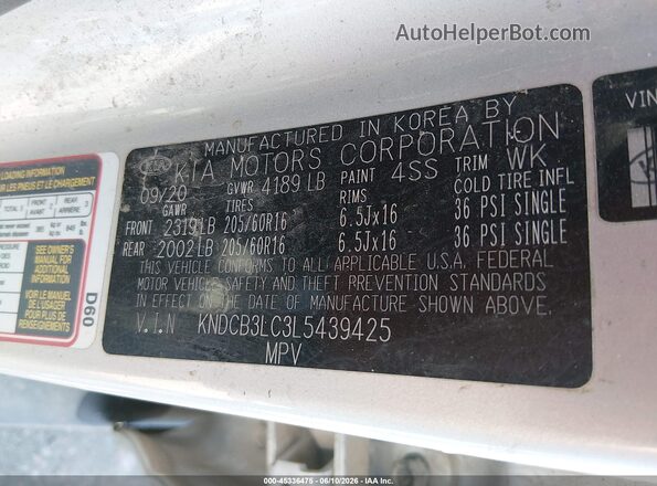 KNDCB3LC3L5439425 2020 KIA NIRO Silver ძრავის განყოფილების ხედი