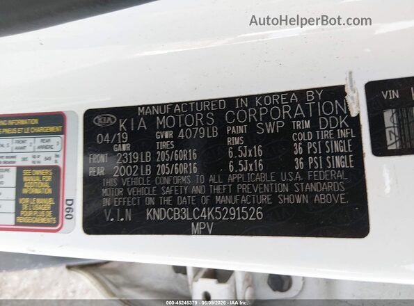 KNDCB3LC4K5291526 2019 KIA NIRO Белый Вид подкапотного пространства