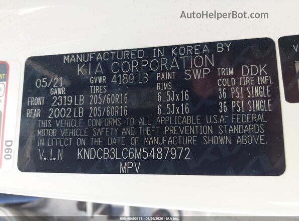 KNDCB3LC6M5487972 2021 KIA NIRO Белый Вид подкапотного пространства