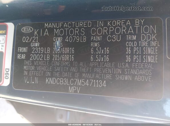 KNDCB3LC7M5471134 2021 KIA NIRO Blue ძრავის განყოფილების ხედი