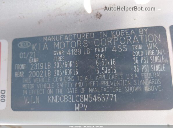 KNDCB3LC8M5463771 2021 KIA NIRO Silver Вид підкапотного простору