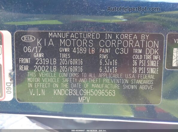 KNDCB3LC9H5096563 2017 KIA NIRO Blue 