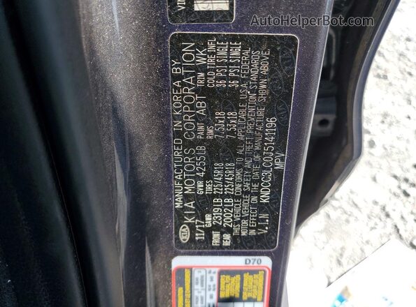 KNDCC3LC0J5141196 2018 KIA NIRO Gray Вид наклейки з VIN-кодом