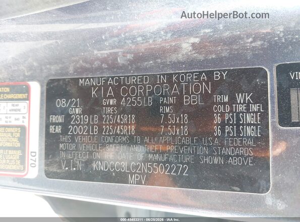 KNDCC3LC2N5502272 2022 KIA NIRO Blue ძრავის განყოფილების ხედი