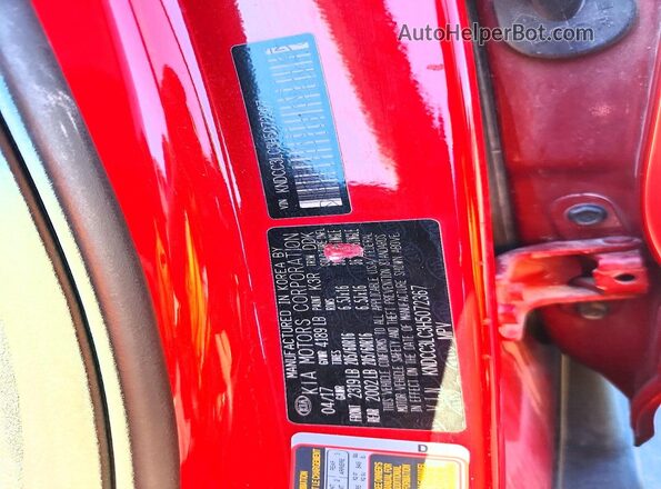 KNDCC3LC3H5072367 2017 KIA NIRO Red სალონის 360-გრადუსიანი ხედი