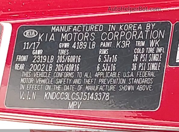 KNDCC3LC5J5143378 2018 KIA NIRO Red Widok komory silnika