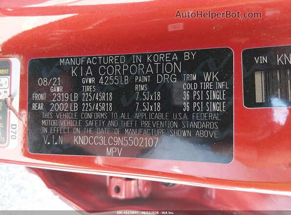 KNDCC3LC9N5502107 2022 KIA NIRO Orange Widok komory silnika