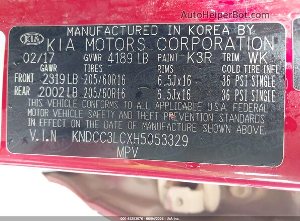 KNDCC3LCXH5053329 2017 KIA NIRO Red Widok komory silnika