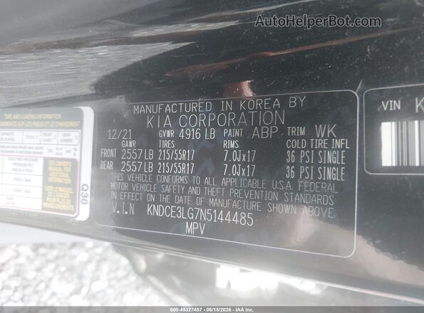 KNDCE3LG7N5144485 2022 KIA NIRO EV Black 
