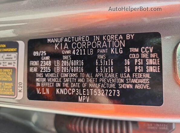 KNDCP3LE1T5327273 2026 KIA NIRO Silver 