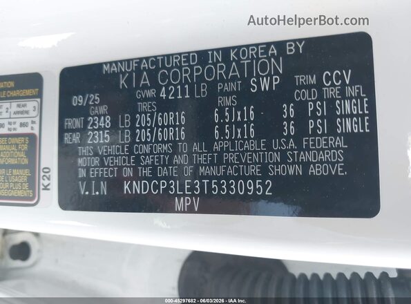 KNDCP3LE3T5330952 2026 KIA NIRO White Vista del compartimento del motor