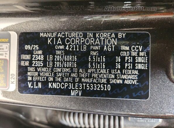 KNDCP3LE3T5332510 2026 KIA NIRO Gray 360 interior view