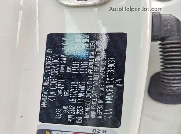 KNDCP3LEXT5329037 2026 KIA NIRO Gray VIN sticker view