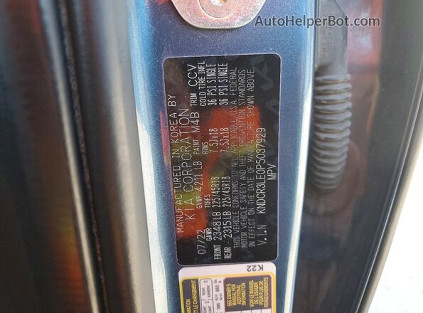 KNDCR3LE0P5037929 2023 KIA NIRO Blue Vista de la etiqueta del VIN
