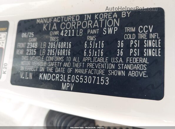 KNDCR3LE0S5307153 2025 KIA NIRO Белый Вид подкапотного пространства