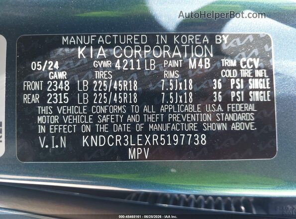 KNDCR3LEXR5197738 2024 KIA NIRO Blue Շարժիչի բաժամունքի տեսք