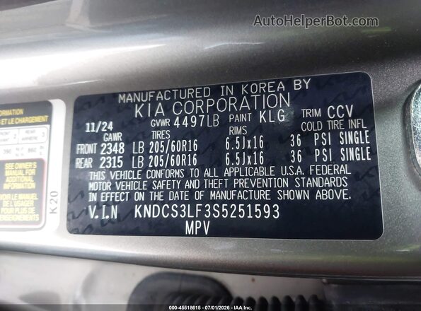 KNDCS3LF3S5251593 2025 KIA NIRO PLUG-IN HYBRID Gray Vista del compartimento del motor