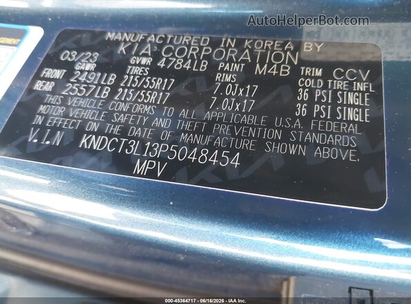 KNDCT3L13P5048454 2023 KIA NIRO EV Blue ძრავის განყოფილების ხედი