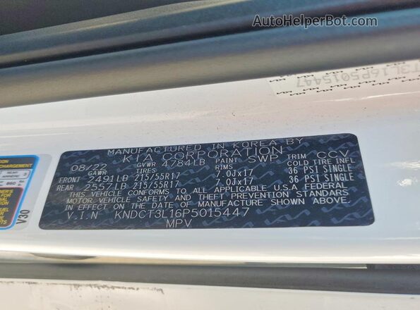KNDCT3L16P5015447 2023 KIA NIRO White Engine compartment view