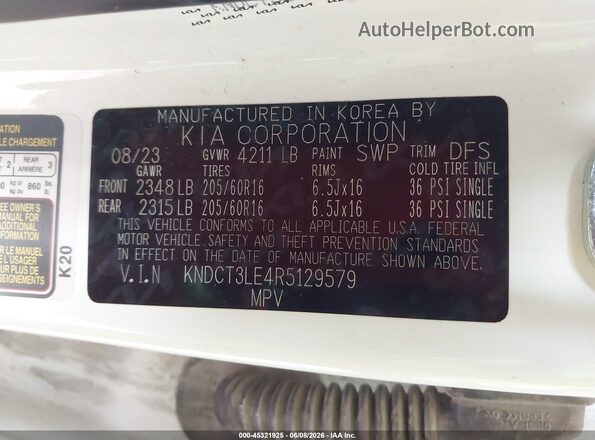 KNDCT3LE4R5129579 2024 KIA NIRO White Շարժիչի բաժամունքի տեսք