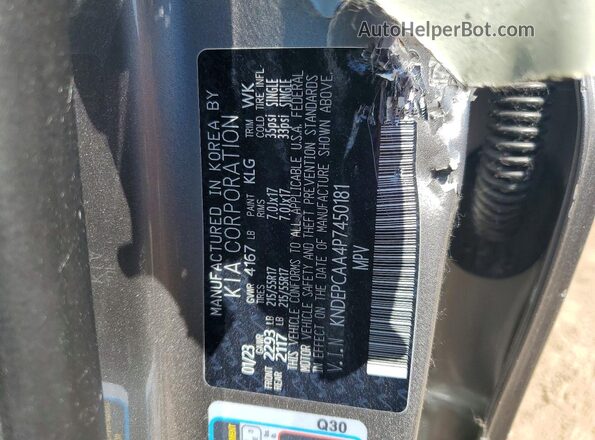 KNDEPCAA4P7450181 2023 KIA SELTOS Серый Вид наклейки с VIN-кодом